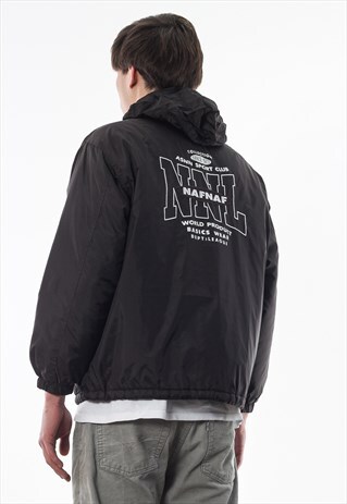 VINTAGE NAF NAF WINTER COAT 90S BLACK BIG LOGO