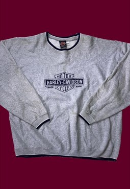 vintage harley davidson embroidered oversized jumper