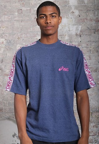 VINTAGE ASICS TAPE LOGO T-SHIRT BLUE