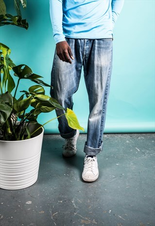 VINTAGE BLUE LEVI'S 758 RIPPED JEANS