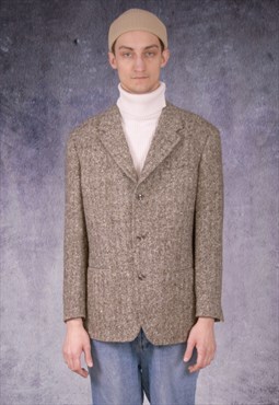 90s wool blazer in formal and classic style and beige color