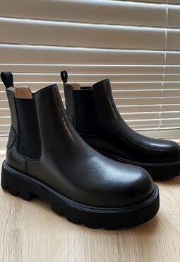 Grunge chunky boots edgy high fashion platform shoes black