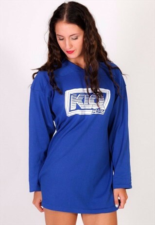 UNISEX VINTAGE BLUE & WHITE KEO 94.5FM SWEATSHIRT JERSEY