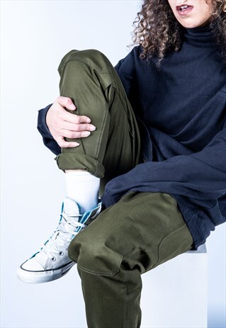 VINTAGE COMBAT TROUSERS IN KHAKI GREEN