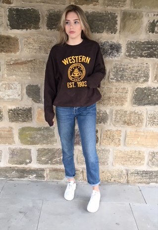 VINTAGE MICHIGAN UNIVERSITY SWEATSHIRT JUMPER VARSITY LARGE