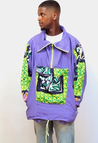 1990'S VINTAGE OVERSIZED BRIGHT WINDBREAKER JACKET