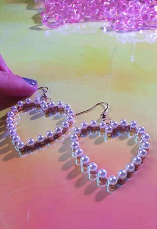 IMITATION PEARL HEART SHAPED EARRINGS