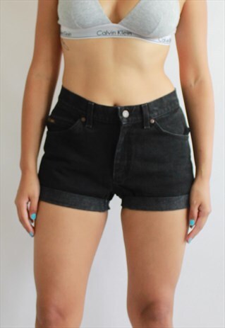 VINTAGE GREY DENIM HIGH WAIST SHORTS