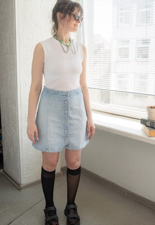 VINTAGE 90'S BLUE DENIM A LINE SKIRT