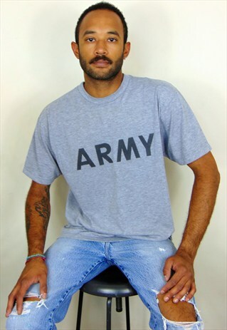 90S MINIMALIST CLASSIC SPORTSWEAR ARMY GREY TEE LARGE