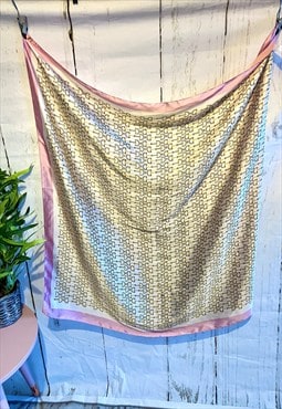 Vintage Pink & Gold Chain Link Patterned 80's Scarf