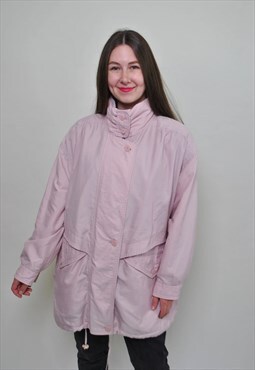90s minimalist Parka Jacket . Vintage pink Parka Jacket cute