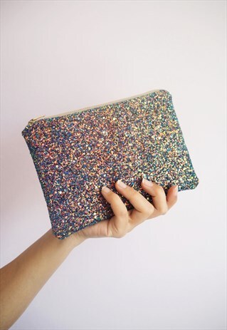 DARK PURPLE GLITTER MAKEUO BAG