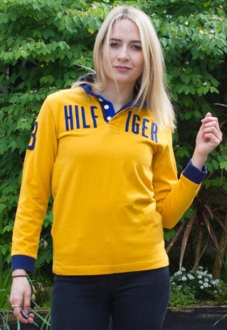 VINTAGE 90'S YELLOW HILFIGER POLO SWEATER