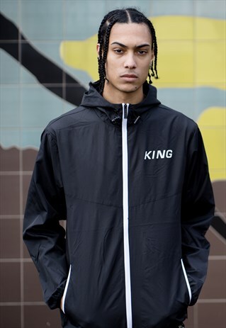 MANOR WINDBREAKER SHELL JACKET IN BLACK