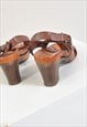 VINTAGE 00S REAL LEATHER MID HEEL SANDALS