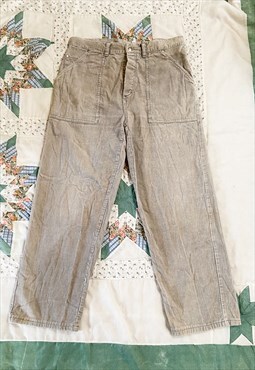 Vintage 90's Grey Cord Utility Wide Leg Trousers - M