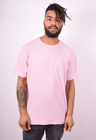 POLO RALPH LAUREN MENS VINTAGE T-SHIRT TOP XL PINK 90'S