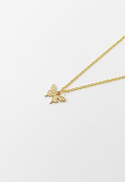 Women's Butterfly Pendant Necklace Chain - Gold