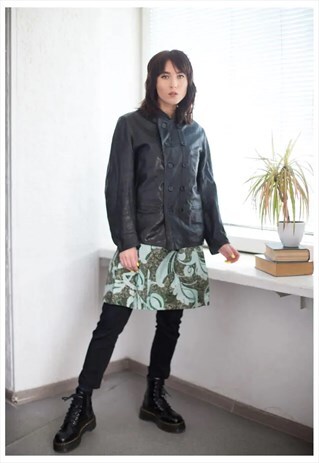 VINTAGE LEATHER DOUBLE BREASTED JACKET IN BLACK