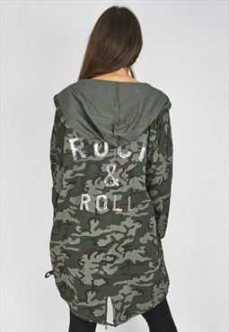 JUSTYOUROUTFIT Sequin Rock And Roll Hooded Cardigan Camo 