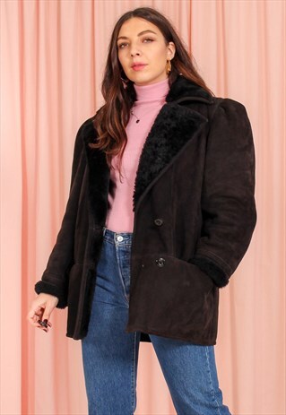 VINTAGE 80S SHEARLING JACKET WITH PUFF SLEEVES