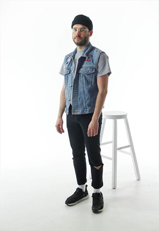 SLEEVELESS DENIM VEST / LIGHT JEANS CLASSIC VEST