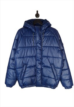 Men's Reebok Classic Puffer Jacket In Blue Size Large