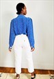 REVIVAL YVES SAINT LAURENT PARIS BLUE BLOUSE SIZE 42