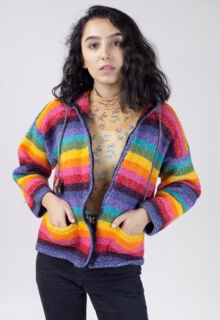 VINTAGE KNITTED RAINBOW HOODIE