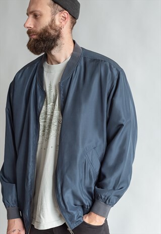 VINTAGE 80S BLUE BOMBER JACKET