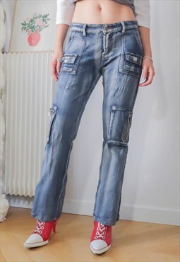 vintage washed flared jeans