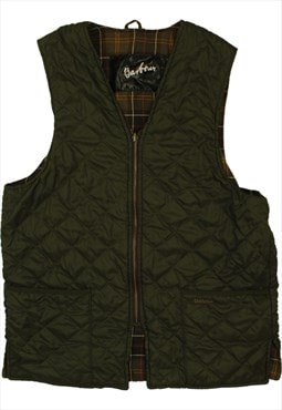 Vintage 90's Barbour Gilet Vest Sleeveless Full Zip Up Green