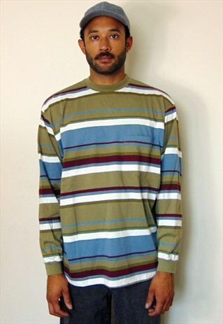 90S SKATER CLASSIC STRIPE LONG SLEEVE TEE SHIRT LARGE