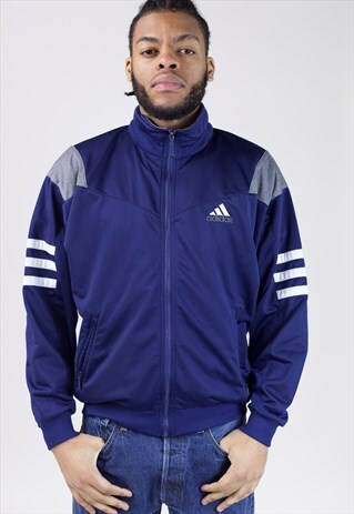 VINTAGE ADIDAS NAVY ZIP UP 90'S JACKET