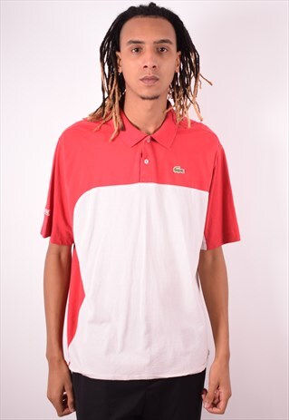 LACOSTE MENS VINTAGE POLO SHIRT XXL WHITE 90S