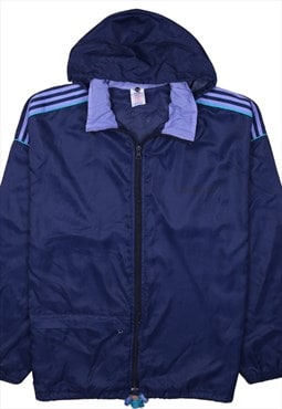 Vintage 90's Adidas Windbreaker Hooded Full zip up Navy Blue