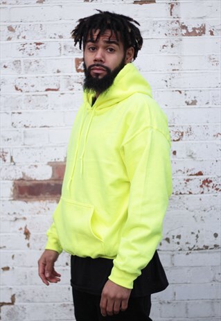 NEON YELLOW RETRO FIT HOODIE