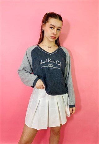 VINTAGE RARE 90S Y2K HARD ROCK CAFE EMBROIDERED SWEATSHIRT