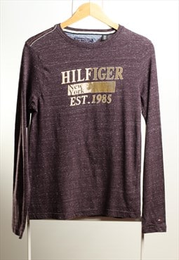 Vintage Tommy Hilfiger Long Sleeve Spell Out Top Burgundy