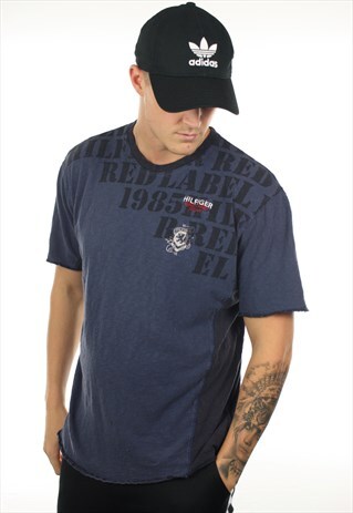 VINTAGE TOMMY HILFIGER RIBBED TEXTURE GRAPHIC T SHIRT TEE