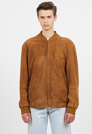 VINTAGE BROWN BIJENKORF BOMBER SUEDE JACKET