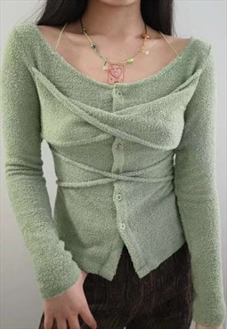 Mint green furry knit top