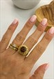 VINTAGE 60'S BROWN GEM RING