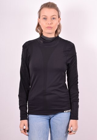 ADIDAS WOMENS VINTAGE TOP LONG SLEEVE SMALL BLACK 90S