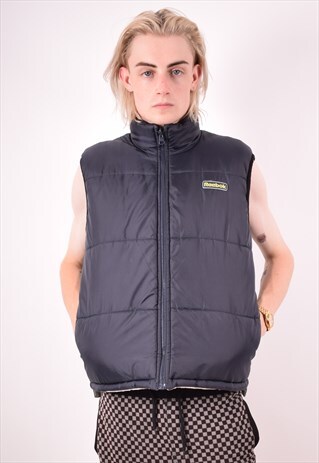 REEBOK MENS VINTAGE REVERSIBLE GILET MEDIUM BLACK 90S