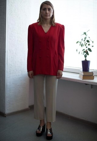 VINTAGE 80'S BRIGHT RED DOUBLE BREASTED JACKET
