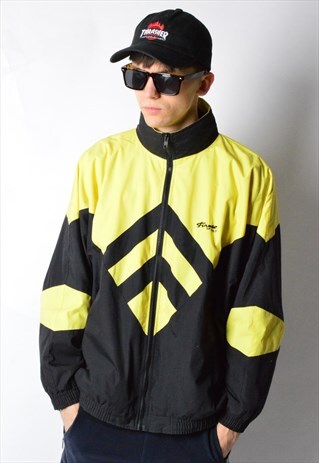 VINTAGE 90S BLACK AND YELLOW SPORTS TRACK JACKET