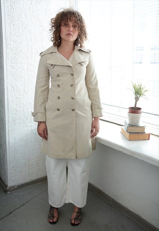 Vintage 60's Bohemian Beige Double Breasted  Coat