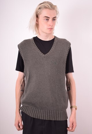 POLO RALPH LAUREN MENS VINTAGE VEST TANK TOP LARGE BROWN 90S